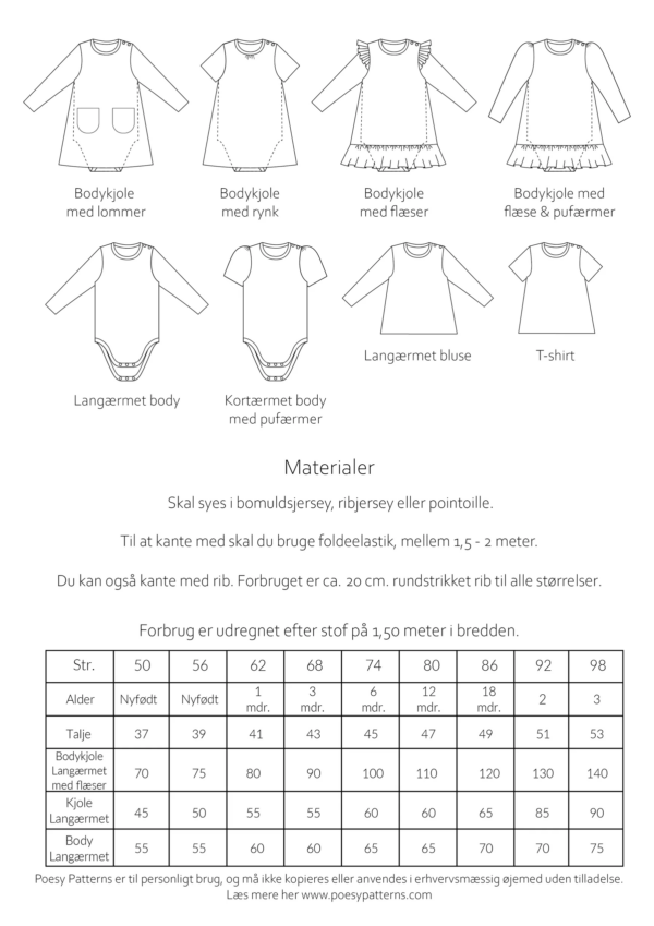 Bodykjole 123 Poesy Patterns