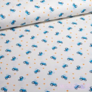 Bomuldsjersey – Blå traktorer