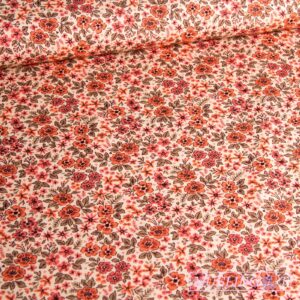Bomuldsjersey – Rødlige blomster