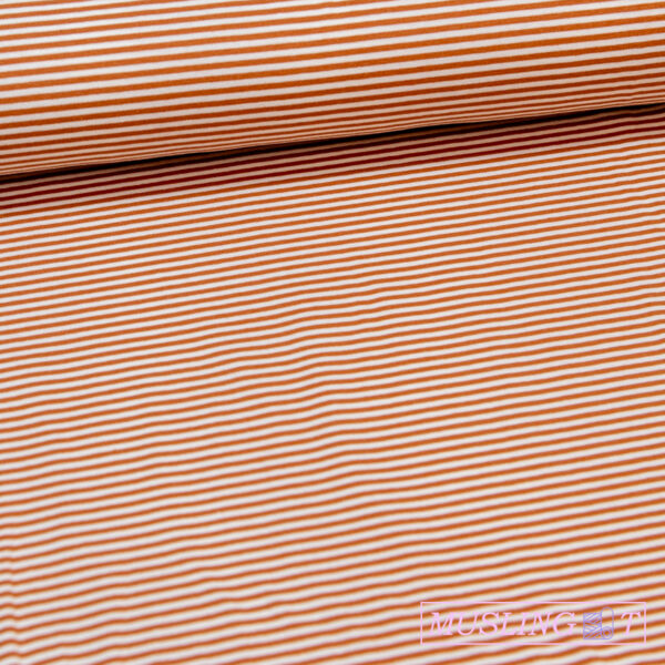 Bomuldsjersey kobber farvet striber Bomuldsjersey – Kobber striber