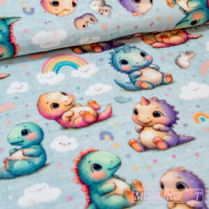 Bomuldsjersey – Søde dinoer