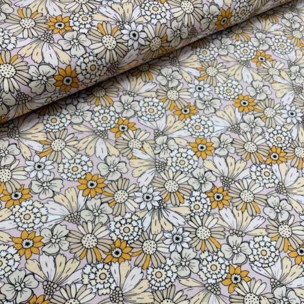 Bomuldsjersey – Glade blomster