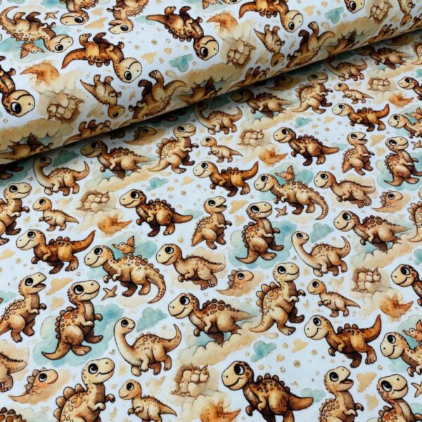 Bomuldsjersey – Små søde dinoer