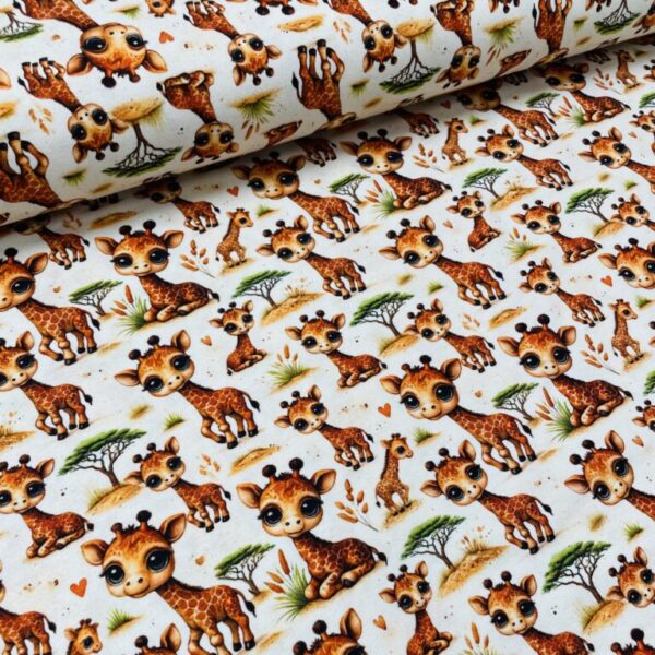 Bomuldsjersey – Søde giraffer