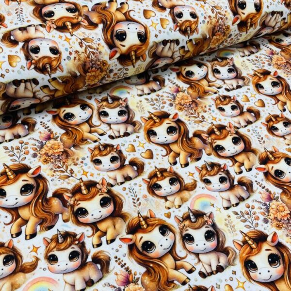 Bomuldsjersey – Søde enhjørninger