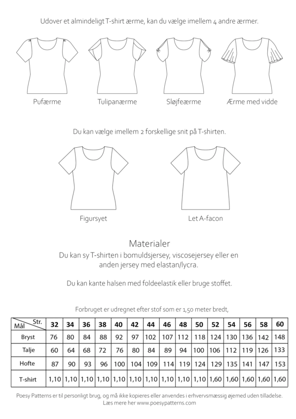 T-shirt med forskellige ærmer 1035 Poesy Patterns