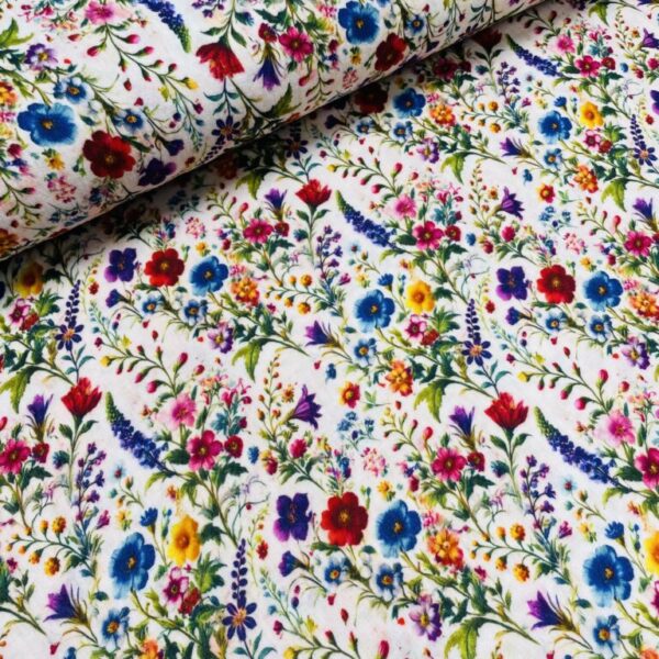 Musselin double gauze - Smukke farverige blomster