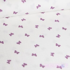 Musselin double gauze - Lilla sommerfugle