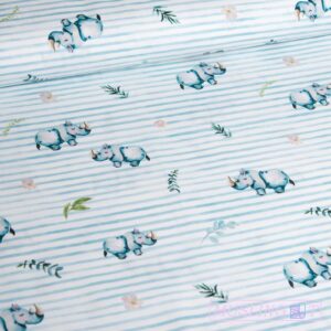 Poplin - Blå striber næsehorn