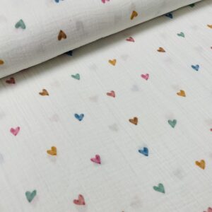 Musselin double gauze - Hjerter 2