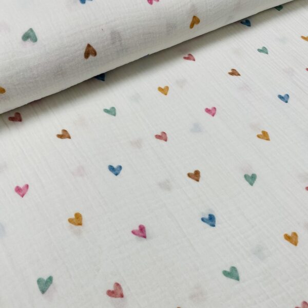 Musselin double gauze - Hjerter 2