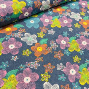 Denim - Farvede blomster