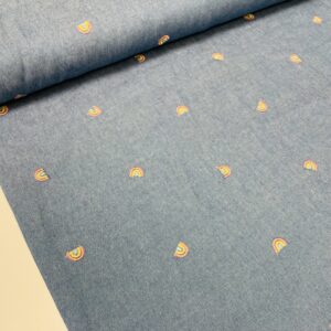 Jeans - Broderede regnbuer