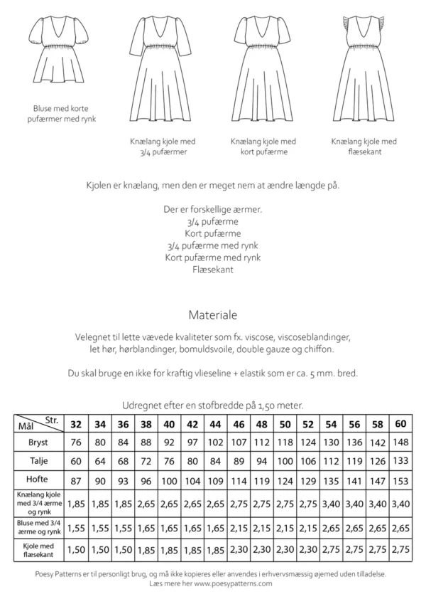 Kjole & bluse med empire 1043 Poesy Patterns