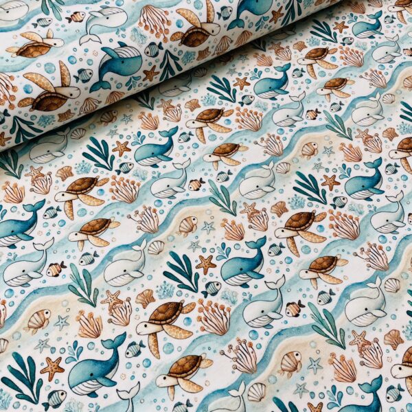 Bomuldsjersey – Skildpadder og hvaler