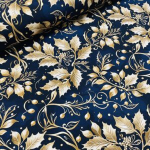 Bomuldsjersey – Juleblade i guld