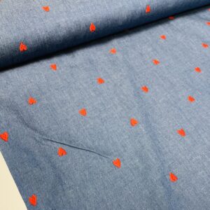 Denim - Broderede hjerter