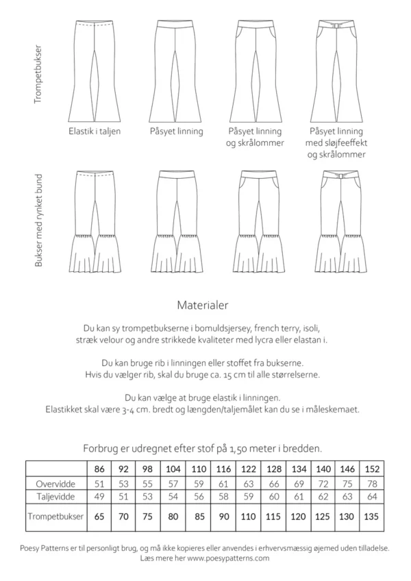 Trompetbukser 131 Poesy Patterns