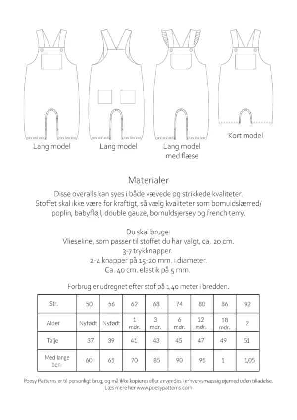 Overalls 138 Poesy Patterns