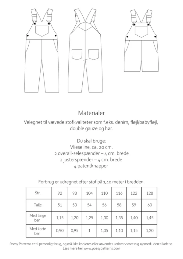 Overalls 139 Poesy Patterns