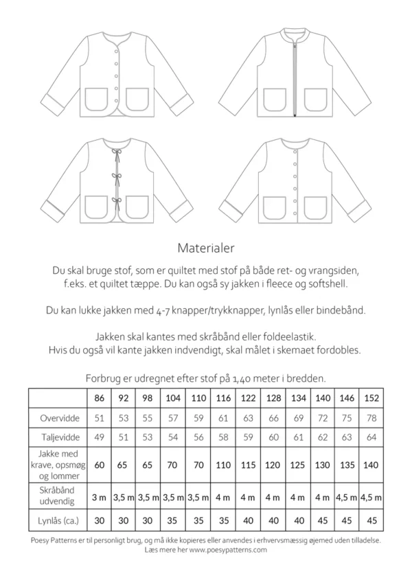 Jakke 140 Poesy Patterns