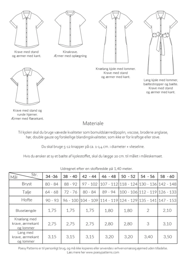 Skjortekjole 1053 Poesy Patterns