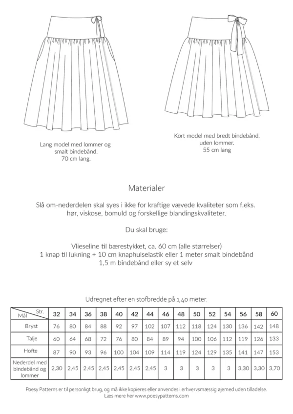 Slå om nederdel 1056 Poesy Patterns
